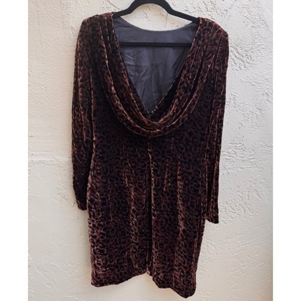VTG La Nuit NEW Leopard Mini Dress Cowl Back Velvet Cocktail Glam MobWife